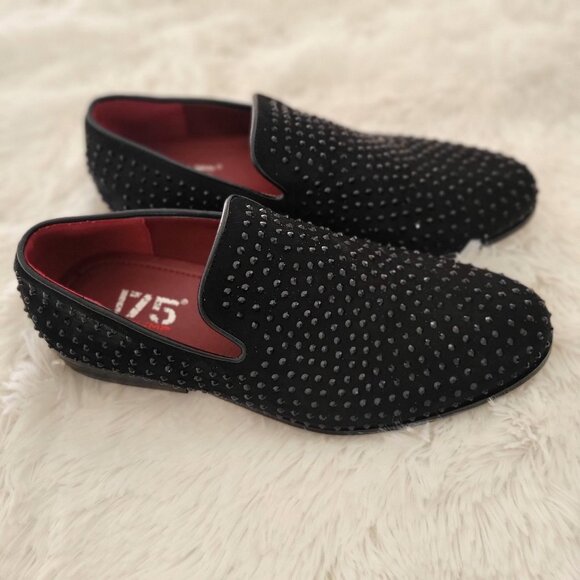 J75 Jump FALCO-B Dress Men's Black Studded Slip- On Loafers -US 6 - Picture 3 of 10
